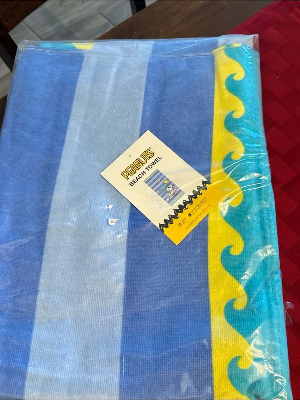 Peanuts Beach Towel - Blue & Yellow Wave Stripe
